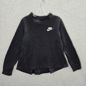Nike Girl Sweatshirt XL Black Crew Neck Logo Swoosh‎ Pullover
